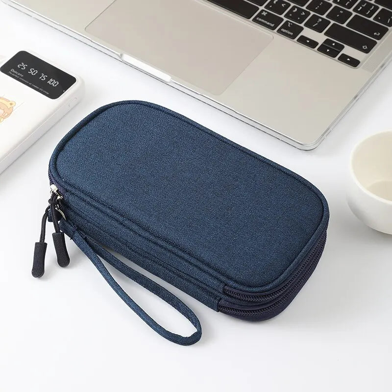 Bolsa de almacenamiento portátil para productos digitales, organizador de cables de datos USB, caja del Tesoro de carga para auriculares, color rosa/gris/negro/azul marino, 1 ud.