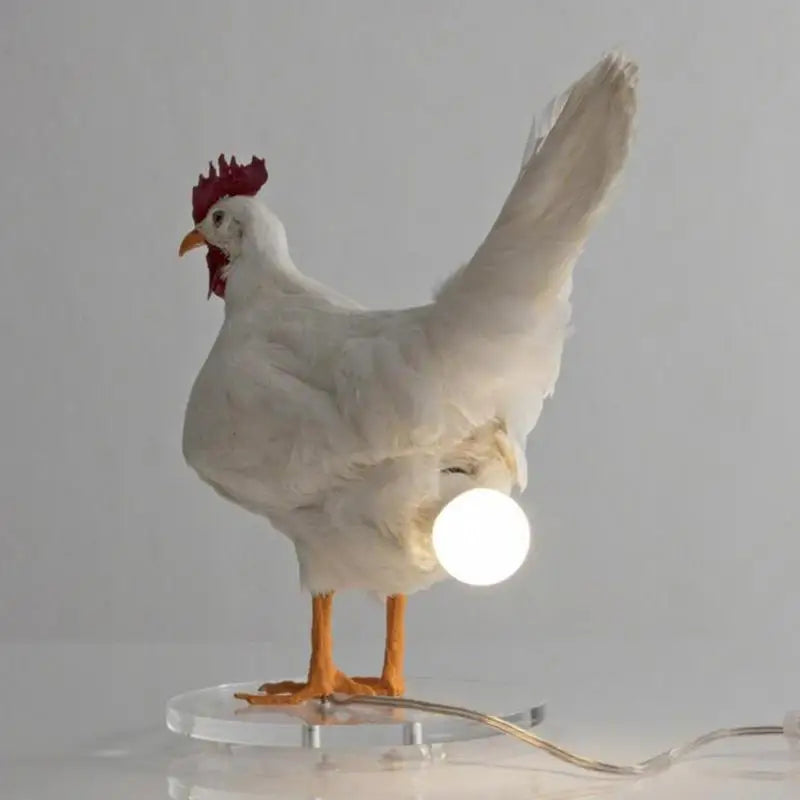 Creative resin crafts simulation white rooster egg night light Funny Desktop Ornaments Bedroom Living Room Desk Lamp  Decoration