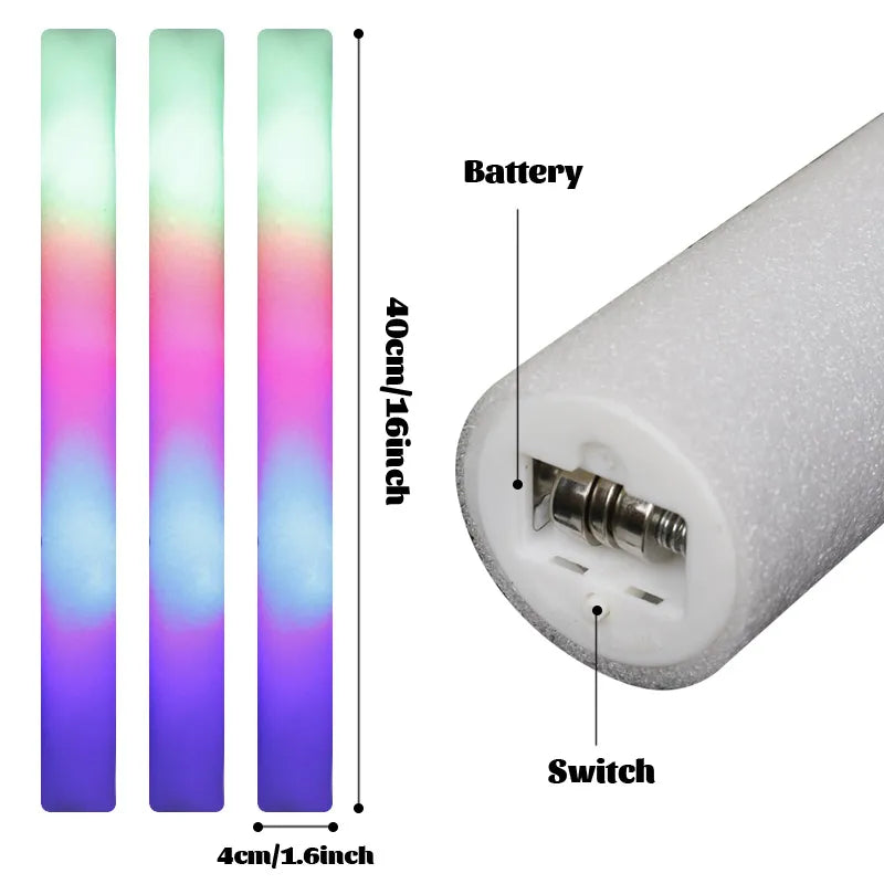 12/15/30/60 Uds barras luminosas LED a granel colorido RGB barra de espuma brillante tubo de animación luz oscura para Navidad cumpleaños suministros para fiesta de boda