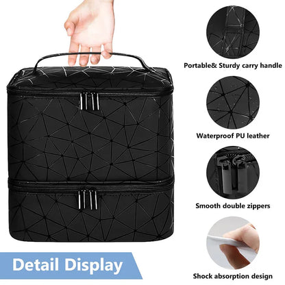 30 Bottles Nail Polish Storage Bag Portable Cosmetic Large Handbag Organizer with Handle for Travel 2 Layer Essential Oil Bag