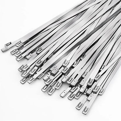 20/40Pcs Stainless Steel Cable Ties Reusable Self-sealing Fastening Ring Cable Tie Multi-Purpose Metal Hardware Cable Organizer