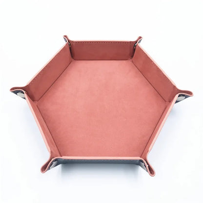 Plateau de rangement de jeu de dés hexagonaux pliant et roulant, support de tapis en cuir et velours PU, Double face épais, fournitures de bureau, outils de rangement