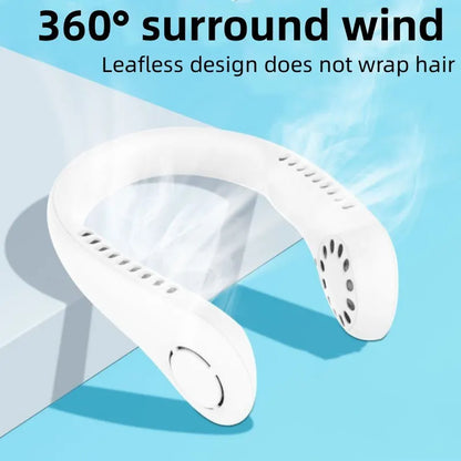 1PC Fan 1200mAh New Mini Neck Portable No Bladeless Hanging Neck Rechargeable Air Cooler 3 Speed Mini Summer Sport Fan