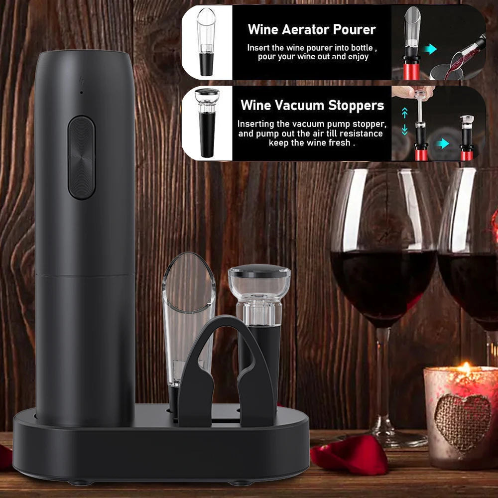 Ouvre-bouteille de vin électrique automatique, tire-bouchon de vin rouge, ouvre-bouteille Rechargeable avec Base de chargement, outils pour le vin, produits de cuisine