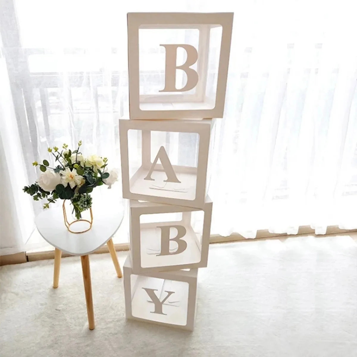 Caja de letras transparente personalizada de 27/25cm AZ Baby Shower Girl decoración de fiesta de primer cumpleaños niños boda cumpleaños globo caja DIY