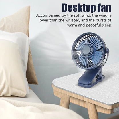 Portable USB Mini Handheld Clip Fan Convenient And Ultra-quiet Electric Fan Rechargeable Student Cute Small Cooling Ventilador