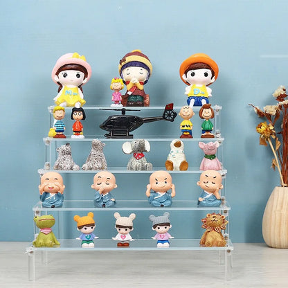 1-5 Tier Acrylic Display Stand Clear Display Riser Rack for Cupcake Perfume Doll Décor Organizer Amiibo Funko POP Figures DC05