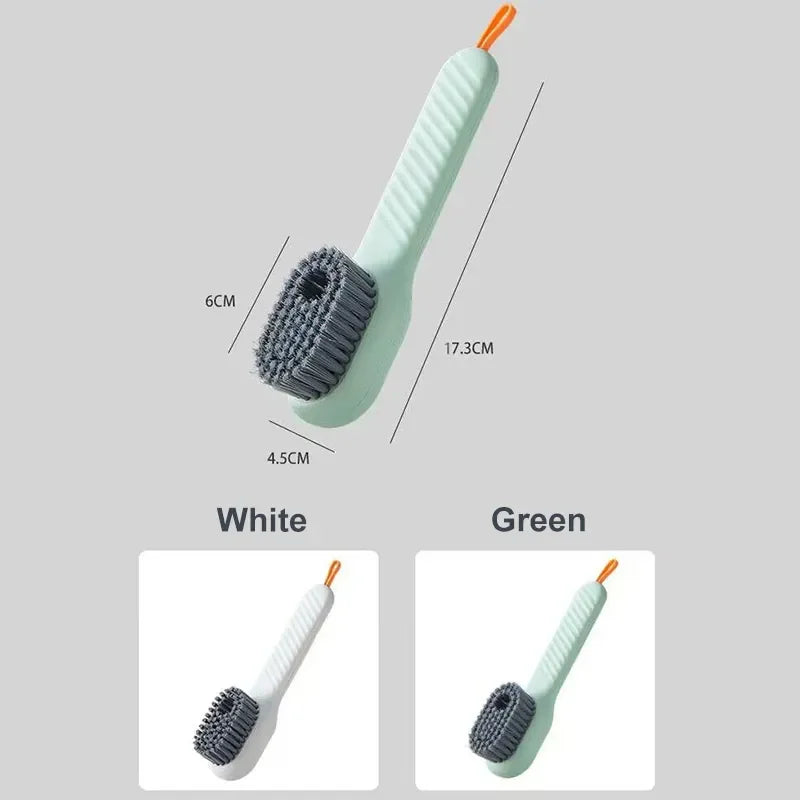 Brosse de nettoyage de chaussures multifonction, brosse à chaussures liquide douce et automatique, brosse à savon à Long manche pour vêtements avec crochet, outil de nettoyage