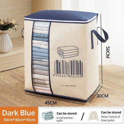 1Pc Futon Storage Bag Non-Woven Fabrics Transparent Visual Window for Quilt Storage Household Items Storage Bag