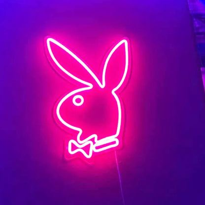 LED néon acrylique forme de lapin signe lumière intérieure chambre salon lampe décorative fête de noël mariage vacances néon flamant rose