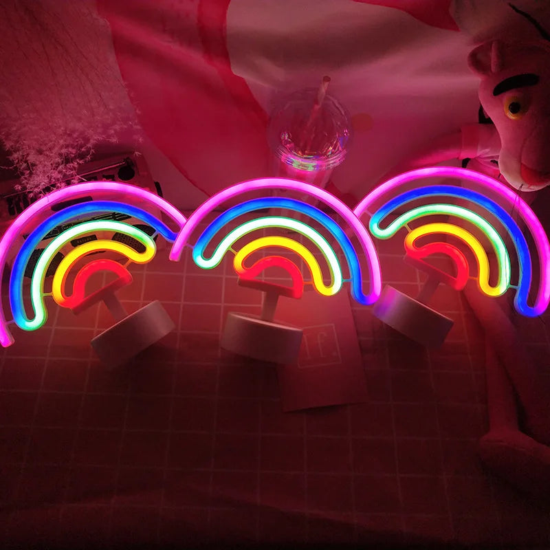 Lampe Led néon licorne arc-en-ciel, veilleuse chaude pour chambre de fille, décoration de chambre, lampe de bureau en acrylique 3d, cadeaux