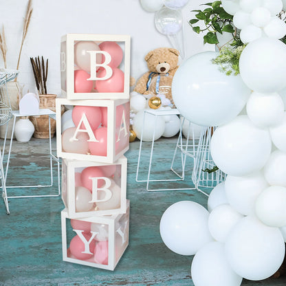 Caja de letras transparente personalizada de 27/25cm AZ Baby Shower Girl decoración de fiesta de primer cumpleaños niños boda cumpleaños globo caja DIY