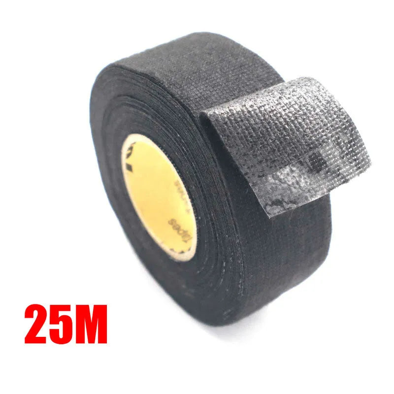 A Roll 25M Adhesive Cloth Fabric Tape Cable Looms Wiring Harness For Car Auto Black Wiring Harness