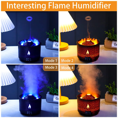 Humidificador de aire con llama de fuego de volcán, difusor de Aroma de aceite esencial con Control remoto, medusas para fragancia casera, niebla, Mak para fumar