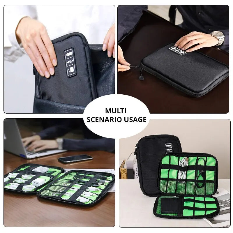 Sac de rangement noir vert 1 pièce, organisateur d'accessoires électroniques, câble de données Usb Portable, prise de chargeur, organisateur de voyage étanche