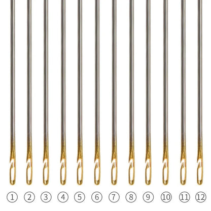 30pcs Blind Sewing Needle Elderly Stainless Steel Quick Automatic Self-Threading Needle Stitching Pins DIY Punch Needle Threader