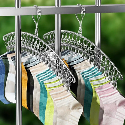 Cintre de séchage de vêtements en acier inoxydable, 10/20 chevilles, coupe-vent, porte-vêtements, Clips, chaussettes, aérateur de linge, support de sous-vêtements et de chaussettes