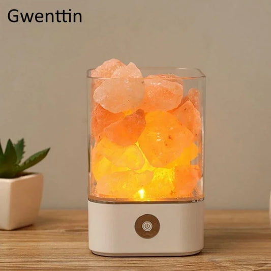 Lampe Led en cristal naturel au sel de l'himalaya, USB, multicolore, veilleuse de Table, lampes à lave pour chambre à coucher, luminaire de chevet, décoration de noël