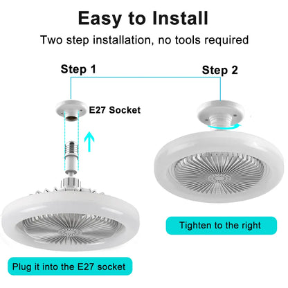 Ventiladores de techo con Control remoto y luz, lámpara LED de 30W, ventilador de techo silencioso inteligente para sala de estar, dormitorio, Base convertidora E27