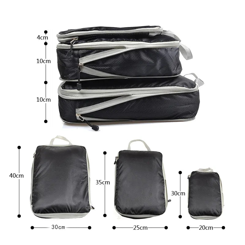 Bolsa de almacenamiento de viaje, cubos de embalaje comprimibles, Maleta de viaje plegable impermeable, portátil de nailon con bolso, organizador de equipaje