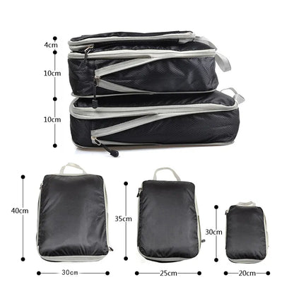 Travel Storage Bag Compressible Packing Cubes Foldable Waterproof Travel Suitcase Nylon Portable With Handbag Luggage Organizer