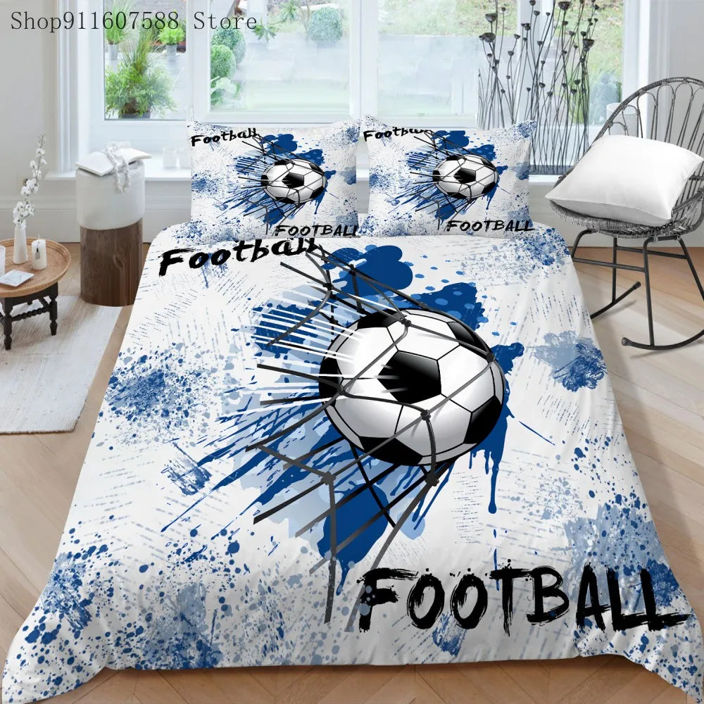 Football Bed Sheet Set 3D Printed Sports Bed Flat Sheet With Pillow Cover Gifts For Boys Home Textile King Size Dropshipping