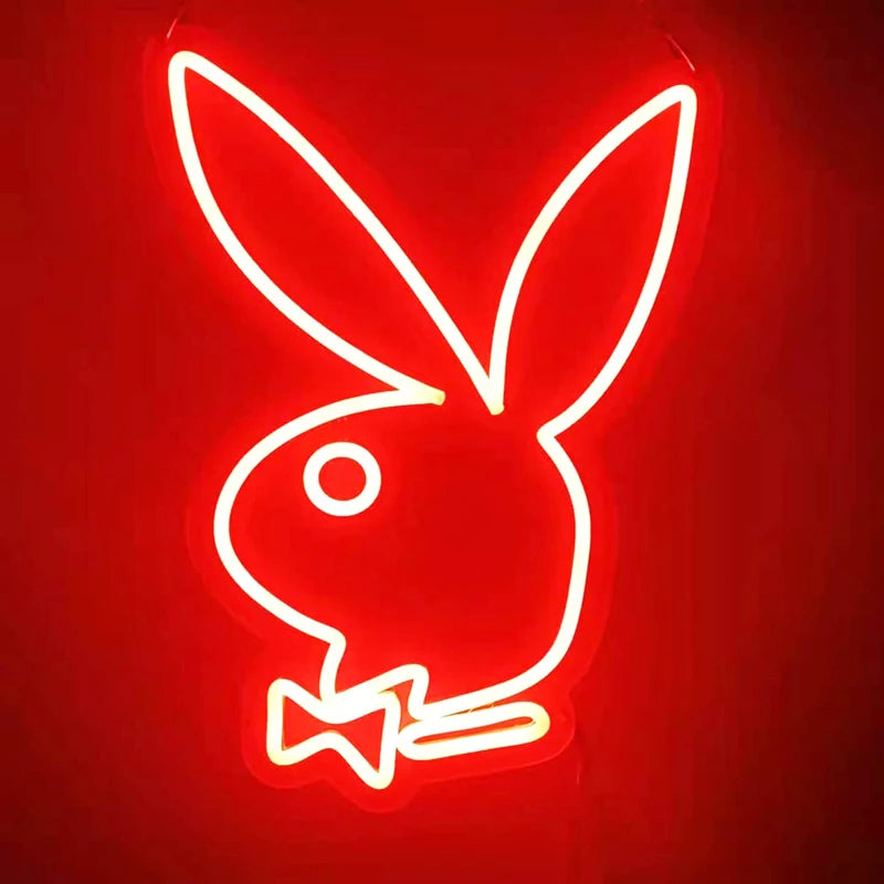 LED néon acrylique forme de lapin signe lumière intérieure chambre salon lampe décorative fête de noël mariage vacances néon flamant rose