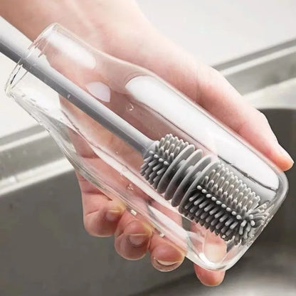 Brosse de nettoyage de bouteilles de lait en Silicone, brosse de nettoyage de bouteilles d'eau à Long manche, brosse de nettoyage de tasses en verre, outils de nettoyage de cuisine