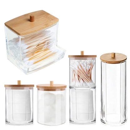 Transparent Cotton Swab Storage Box Makeup Organizer Acrylic Storage Box Cotton Swab Cosmetic Box Bathroom Bedroom Storage