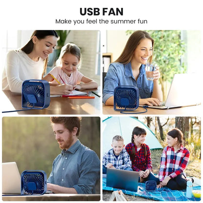 TOPK USB Desk Fan Strong Airflow & Quiet Operation 3 Speed Wind Mini Table Fan 360° Rotatable Head for Home Office Bedroom Table