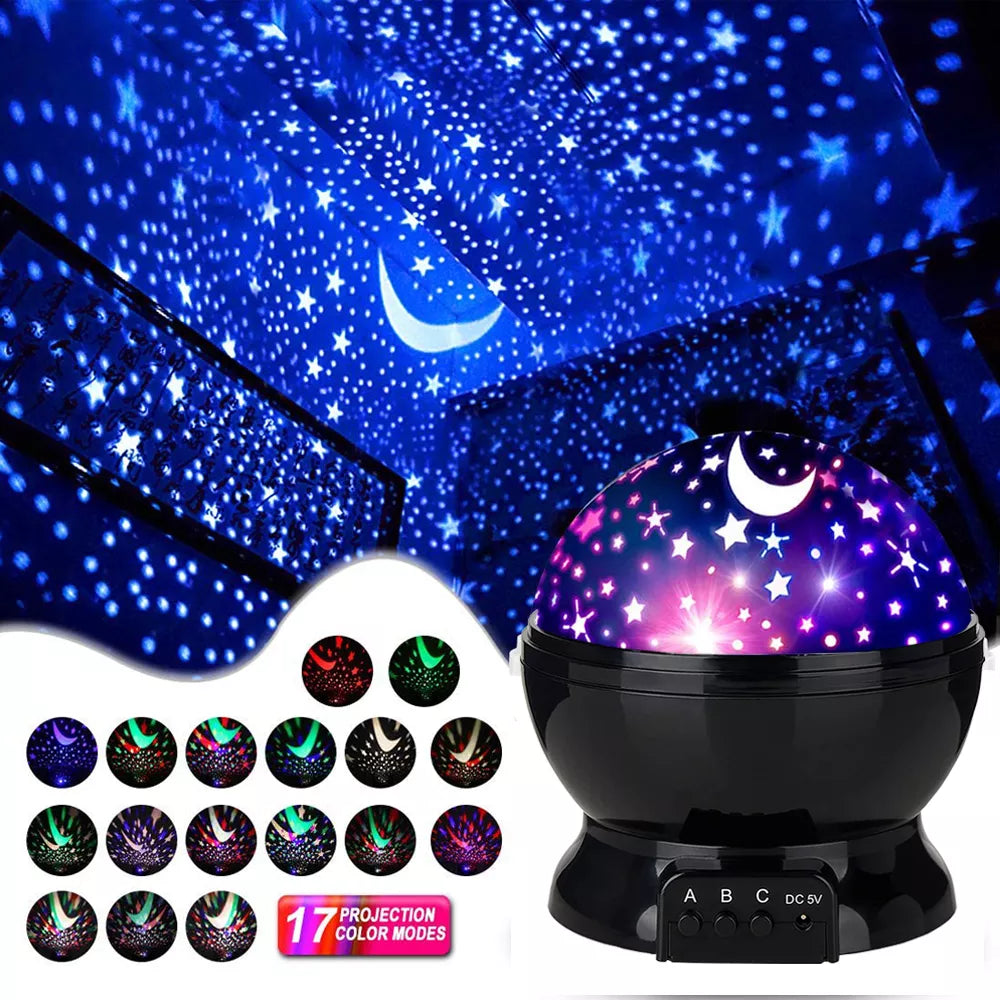 Projecteur étoilé veilleuse rotative ciel lune lampe de Projection galaxie lampes de nuit Starlight lumières de noël pour enfant enfants cadeau