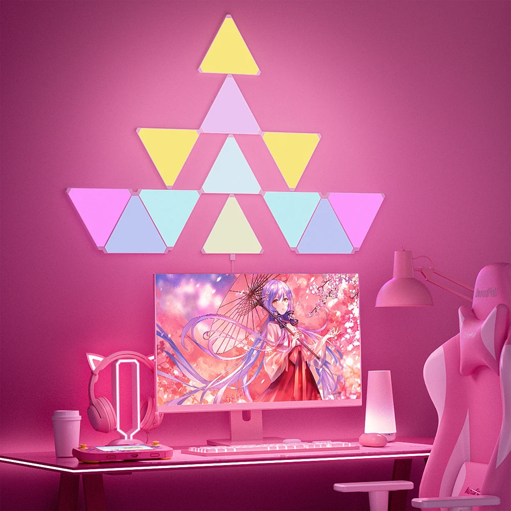 Lampes triangulaires LED Super fines, wi-fi, Bluetooth, applique murale d'intérieur, contrôle par application, veilleuse pour jeu sur ordinateur, décoration de chambre à coucher