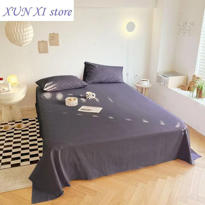 New Bed Sheets Soft Comfortable Cotton Flat Sheet Solid Color Bedsheet Single Qut Solid Color Flat Sheet for Adult Sheet Sets