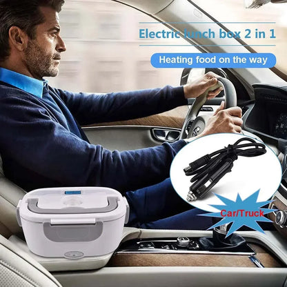 Boîte à déjeuner chauffante électrique 2 en 1, voiture + maison 12V 220/110V, doublure Portable en acier inoxydable, boîte à Bento, récipient alimentaire