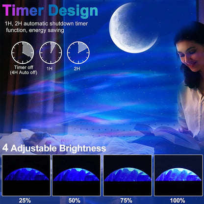 Projecteur de lumière d'étoile aurore avec veilleuses de galaxie de lune avec télécommande cadeau pour enfants lampe de ciel lampes de Projection Bluetooth