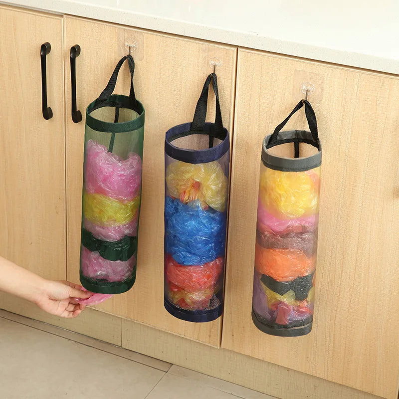 Kitchen Grocery Bag Home Holder Wall Mount Plastic Bag Holder Dispenser Hanging Storage Trash Garbage Bag Garbage Organizer