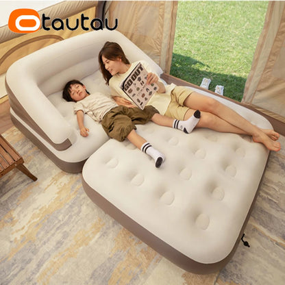 OTAUTAU 2-seat Folding Inflatable Sofa Bed Portable Camping Mattress Chaise Lounge Recliner Outdoor Furniture SF102