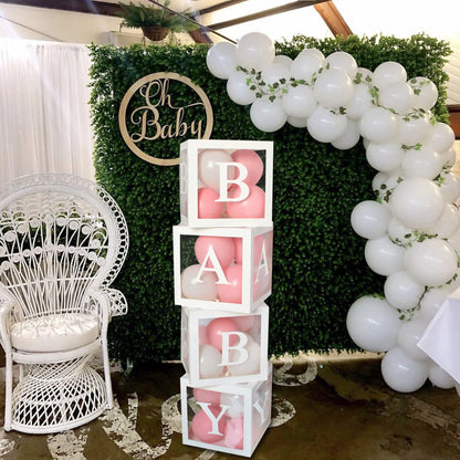 Caja de letras transparente personalizada de 27/25cm AZ Baby Shower Girl decoración de fiesta de primer cumpleaños niños boda cumpleaños globo caja DIY