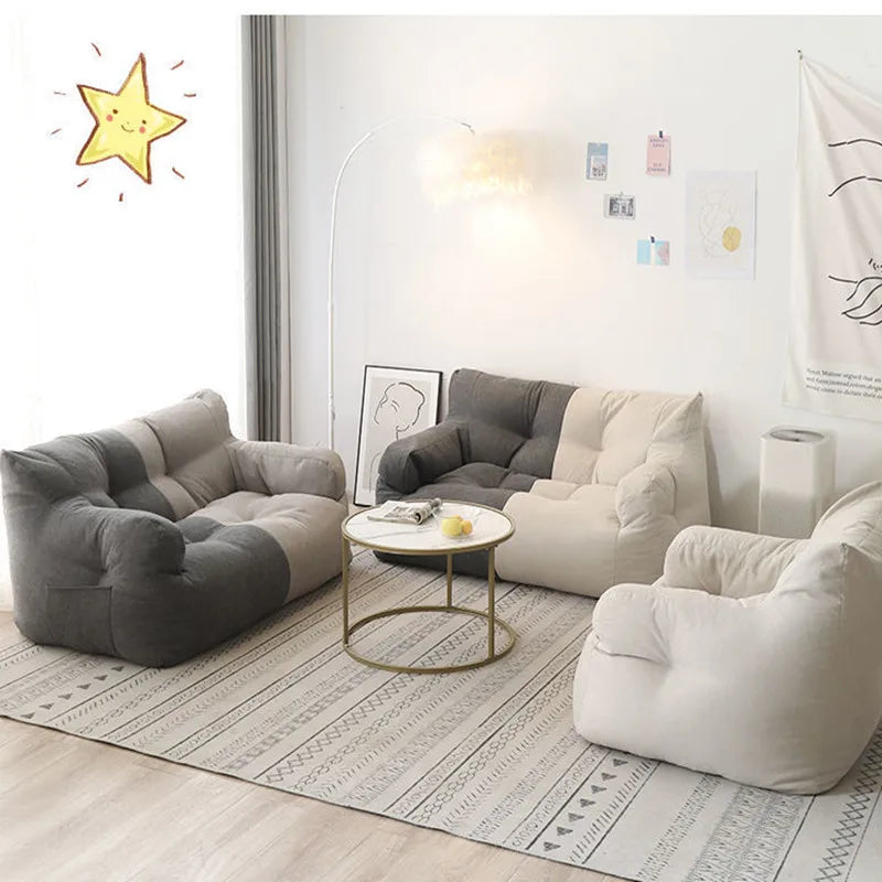 INS Giant Bean Bag Sofa Chair Cotton Linen Lazy Sofa Couch Recliner Floor Seat Tatami Puff Armchair Corner Comfy Small Apartment