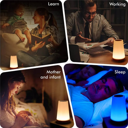 Luz nocturna que cambia de 13 colores, lámpara regulable táctil con Control remoto RGB, lámparas de mesita de noche portátiles, lámpara de noche recargable por USB