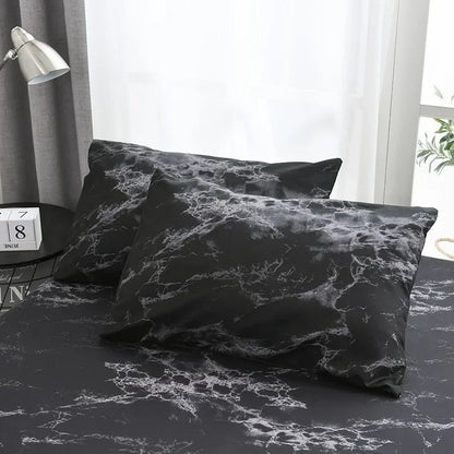 Black Marbling Linens Sheet Sets Queen Size Double Bed Cover Clothes Bedroom Full Size Single Bedspread on The Bed Sheets Set