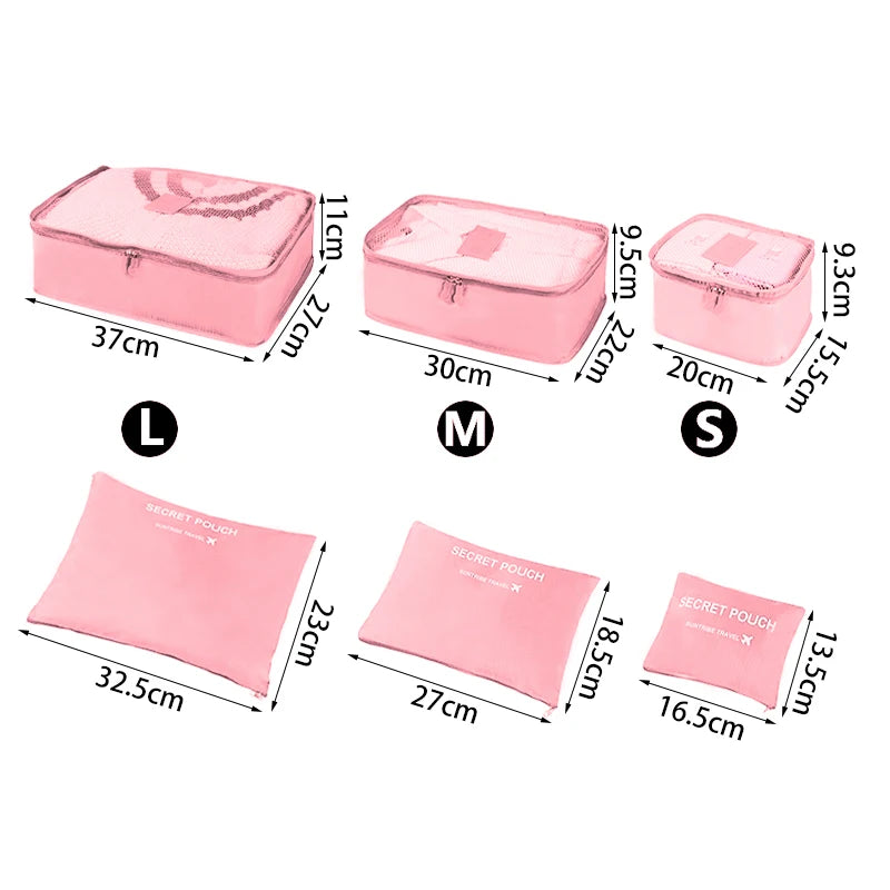 6pcs Travel Organizer Storage Bags Portable Travel Suitcases Organizer Travel Bag For Women Luggage Organizer Clothes Shoes Bag