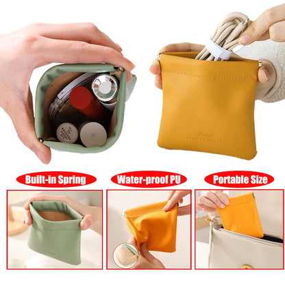 Sac Portable en fil d'écouteurs en PU, porte-rouge à lèvres et cosmétiques, pochette pour cartes de monnaie, bijoux de voyage, articles divers, pochette de rangement, Mini sac