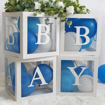 Caja de letras transparente personalizada de 27/25cm AZ Baby Shower Girl decoración de fiesta de primer cumpleaños niños boda cumpleaños globo caja DIY