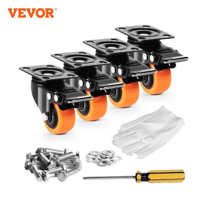 VEVOR – lot de 4 roulettes à plaque pivotante de 2/3/4/5/6 pouces, avec roulettes de sécurité en PVC à double verrouillage, pour chariot, meubles, établi