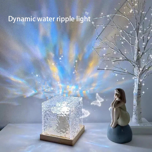 Crystal Lamp Water Ripple Projector Night Lights Decoration Home Houses Bedroom Aesthetic Atmosphere Holiday Gift Sunset Lights