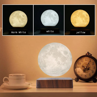 Lámpara de Luna levitante Maglev, Impresión 3D de Luna, 14cm, 18cm, luz de Luna de levitación magnética ajustable de tres colores, regalo de Navidad