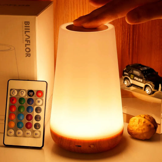 Lampe LED tactile à intensité variable, 13 couleurs changeantes, avec télécommande RGB, lampe de chevet Portable, Rechargeable par USB