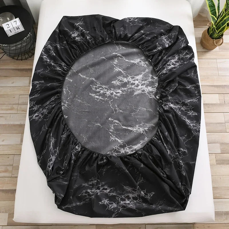 Black Marbling Linens Sheet Sets Queen Size Double Bed Cover Clothes Bedroom Full Size Single Bedspread on The Bed Sheets Set