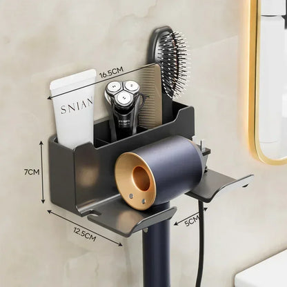 Wall Mounted Hair Dryer Holder For Dyson Bathroom Shelf without Drilling Plastic Hair dryer stand Bathroom Organizer